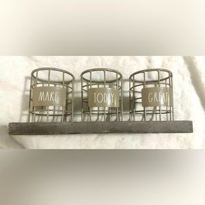 Rae Dunn Pencil Cups; Wire and Wood Holders “Make Today Great”